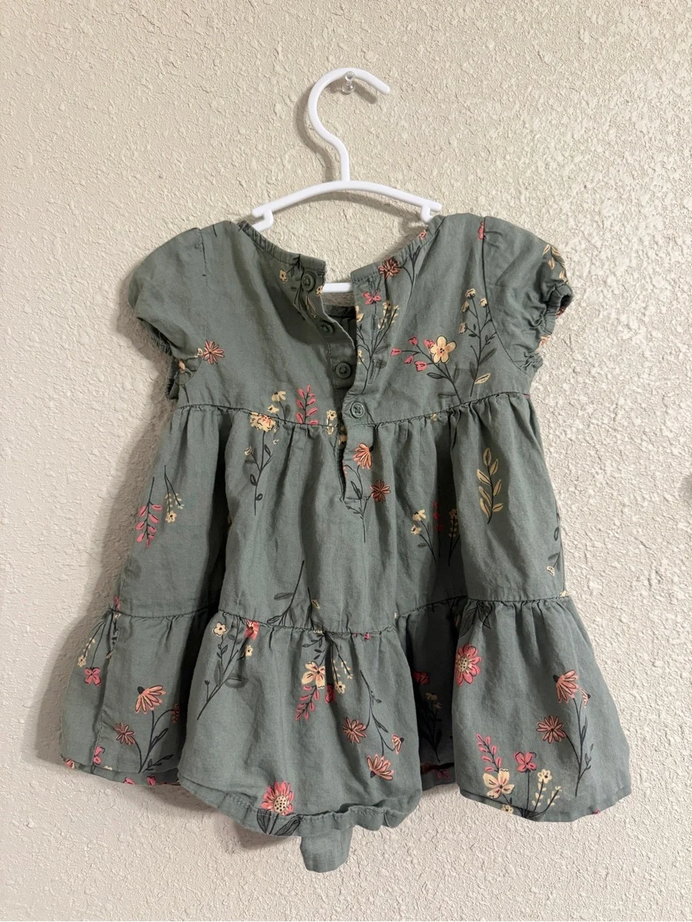 Carter’s 12m baby green & floral short sleeve dress church or family pictures